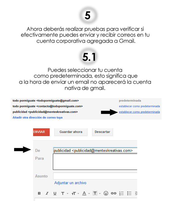 Envía y recibe correos corporativos desde Gmail (infografía)